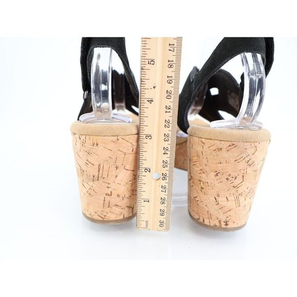 Clarks Rose Erin Strappy Cork Wedge Heel Platform Sandals Black Size 10M - Picture 4 of 10